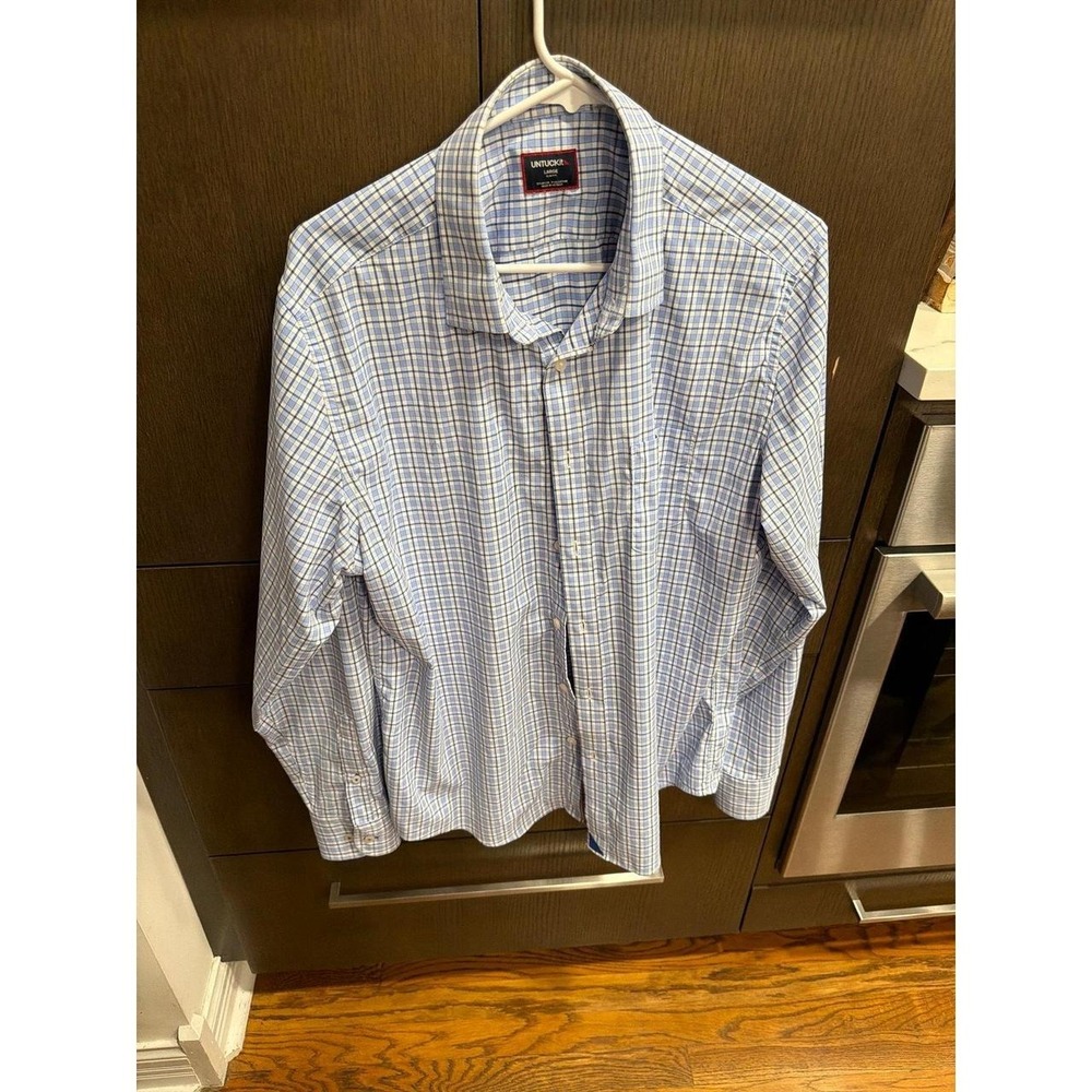 UNTUCKit long-sleeve button-up shirt a classic blue and white check mens L